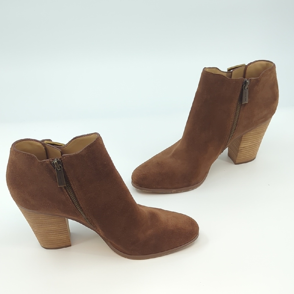 MICHAEL KORS Adams Cutout Suede Booties Brown Sz 10 - Picture 7 of 9